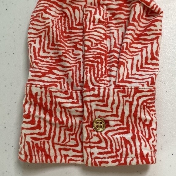 Talbots Leopard Tie-Waist Button Front Midi Shirt Dress 3/4 Sleeve Viscose Coral - Picture 15 of 16